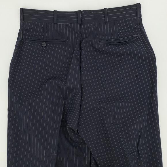 Leonard Logsdail Mens 38L Navy Blue Pinstripe 2 Piece Suit 31x31 Bespoke Style - Picture 14 of 16